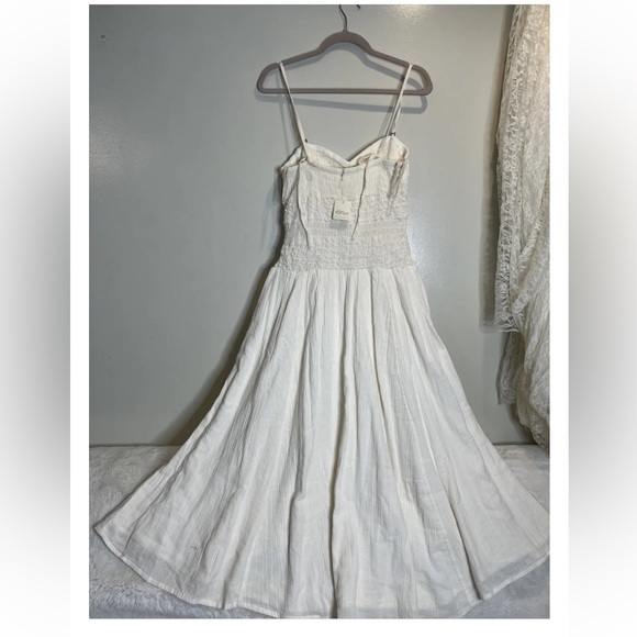 Free People Sparkling Drop Waist Moment Smocked Midi Dress L - Picture 4 of 6